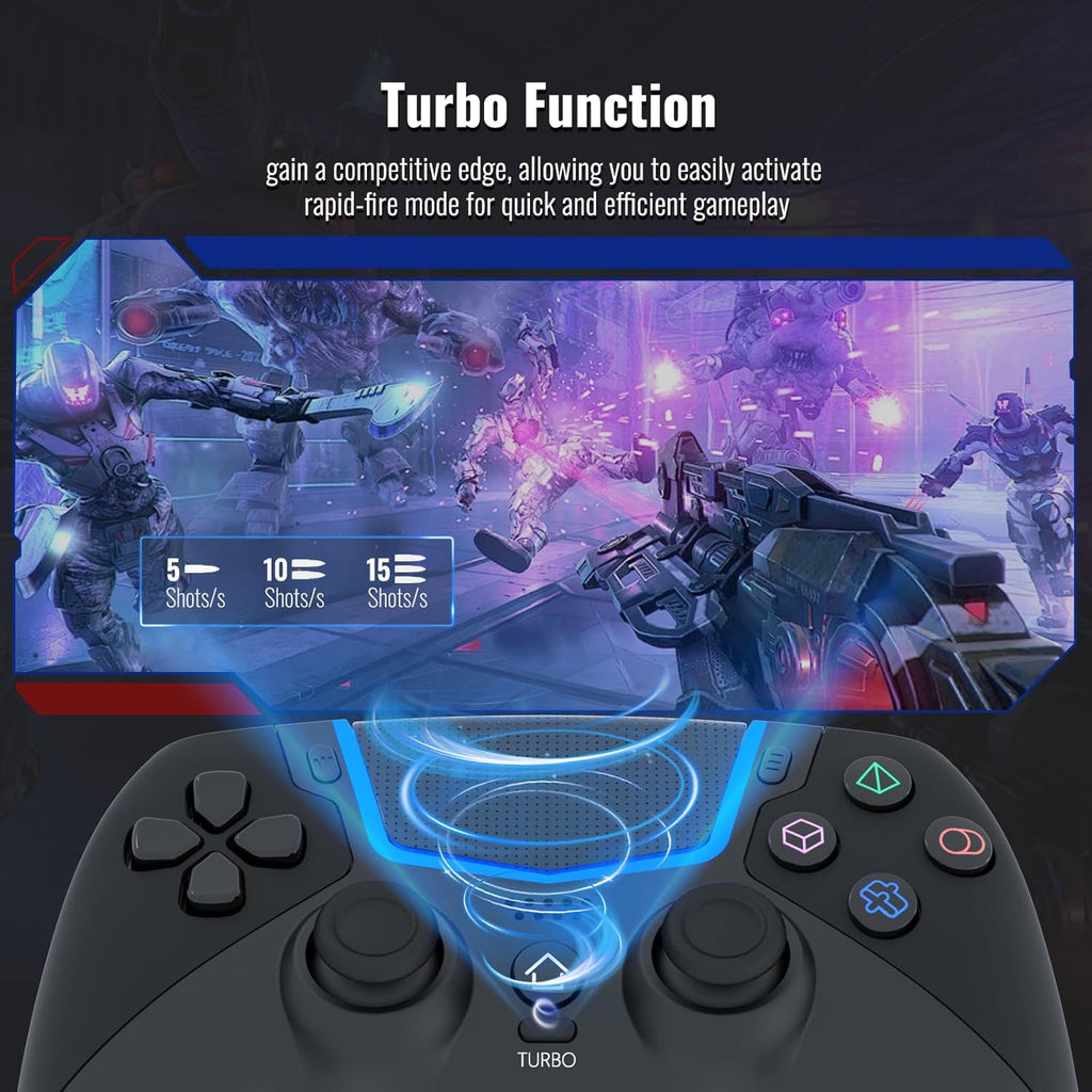 Wireless Controller for Ps-5/Pro/Slim/Pc,Bluetooth Gaming Controller with Hall Joysticks/Led Channel Light/Turbo/6-Axis Gyro/Dual Vibration/Touchpad/3.5Mm TRRS Audio Jack/Speaker Function(Black)