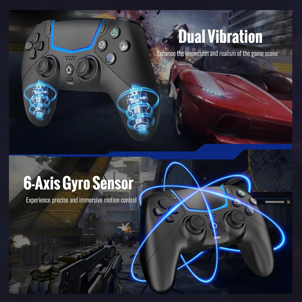 Wireless Controller for Ps-5/Pro/Slim/Pc,Bluetooth Gaming Controller with Hall Joysticks/Led Channel Light/Turbo/6-Axis Gyro/Dual Vibration/Touchpad/3.5Mm TRRS Audio Jack/Speaker Function(Black)