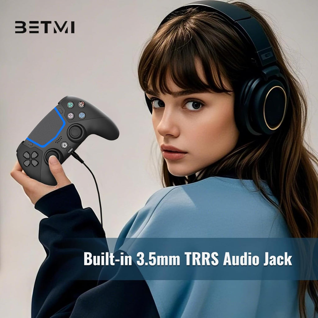 Wireless Controller for Ps-5/Pro/Slim/Pc,Bluetooth Gaming Controller with Hall Joysticks/Led Channel Light/Turbo/6-Axis Gyro/Dual Vibration/Touchpad/3.5Mm TRRS Audio Jack/Speaker Function(Black)