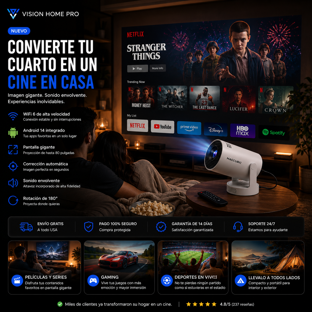 VisionHomePro | Cine en Casa 4K | WiFi 6